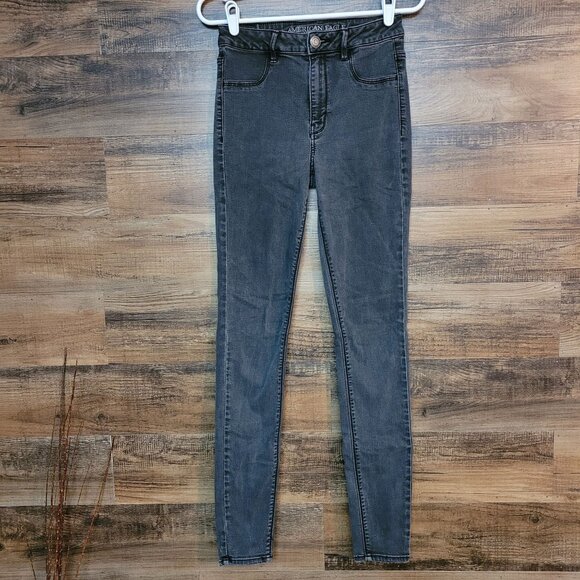 American Eagle Jeans 4 XL Jegging Sky High Super Stretch Black Wash Denim - Picture 1 of 11